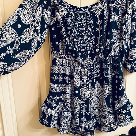Altar'd State Navy and White Paisley Romper - Picture 2 of 4
